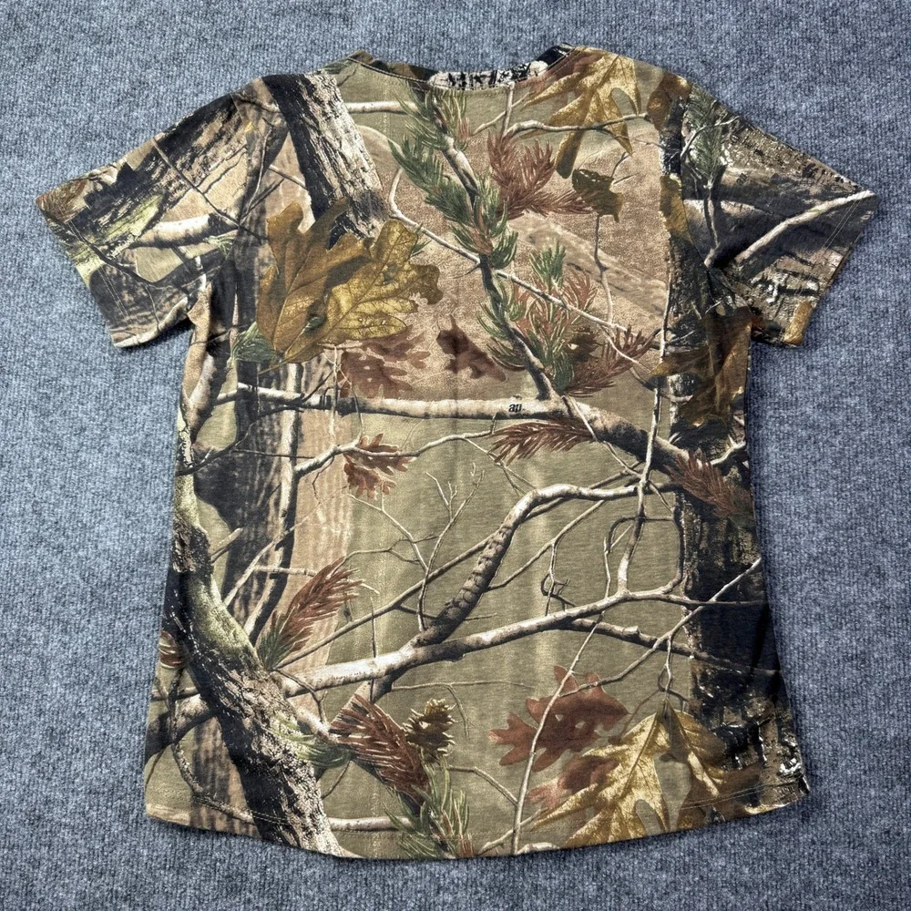 Realtree Womens L Brown Camo V Neck Short Sleeve T Shirt Hunting